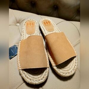 Haute Hippie Tan Slide Sandals Espadrilles Flats Size 9.5, 10